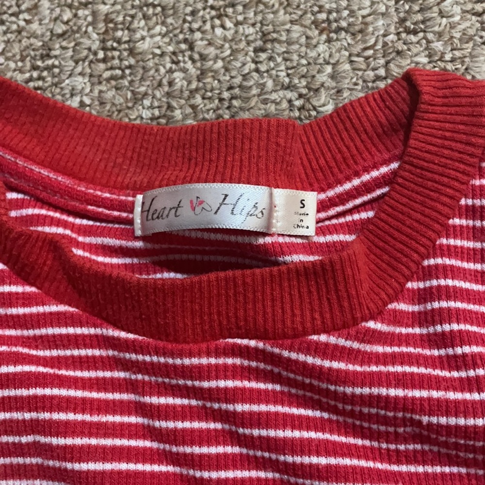 Heart and Hips Red Striped Soft Tight Shirt - Picture 3 of 3